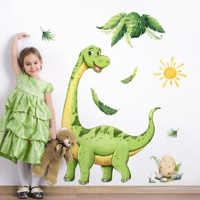 Dinosaur Wall Decals, Cartoon Dino Wall Stickers Vinyl Peel and Stick Wall Decal Self Adhesive Wall Art Sticker for Baby Nursery Kids Room Living Room Home Decor