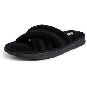 Dearfoams Men's Caden Terry Crossband Slide Slipper