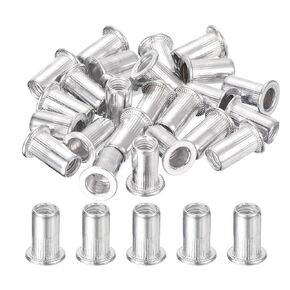 uxcell 25Pcs Rivet Nuts Flat Head, M6 Aluminum Alloy Threaded Insert Nuts Knurled Body