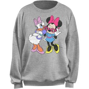 Disney Women's Junior's Just Girls Oversized Fleece, Heather Grey, Large
