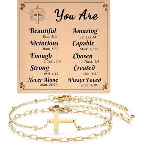 Tarsus Gold Cross Bracelet for Women, Christian Gifts for Women, Religious Gifts Dainty Bracelet