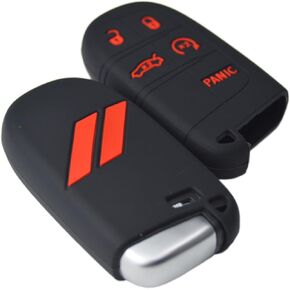 // Slash Silicone Key Fob Cover for Dodge Charger Challenger SRT Hornet R/T Dart Durango Journey Replacement Remote Keyless 5 Buttons Key Fob Case Accessories