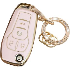 for Ford Key Fob Cover Key Protective Flip Key Shell Holder Fit for 2013 2014 2015 2016 2017 Ford Fusion N5F-A08TAA (White)