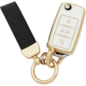 TPU Protective Key Fob Cover Case Compatible with VW Jetta Beetle Tiguan Passat Golf MK6 Polo Key Fob (Black)