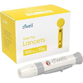 مجموعة أدوات الوخز من O'WELL + 100 وخز علوي معقم من O'WELL، مقاس 33 (للبشرة الرقيقة)