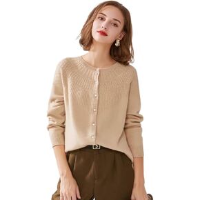 Cashmere Cable Knit Cardigan Sweater for Women Long Sleeve Cable Knit Button Down Women's Pullover Warm Soft