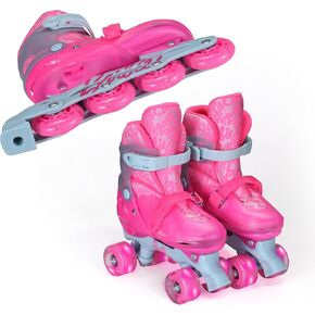 Sonic 2in1 Kids Roller Skates, Transform from Quads to Inlines Skates, Durable Hardshell Boot, LED Wheels for Quads and Inlines in Kuwait