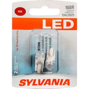 SYLVANIA - 168 T10 W5W LED Red Mini Bulb - Bright LED Bulb, Ideal for Interior Lighting (Contains 2 Bulbs)