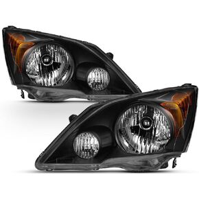 2Pcs Headlight Assembly Compatible with 2007-2011 Honda CRV CR-V Headlights Headlamp Driver Passenger Side, Chrome Housing Amber Corner