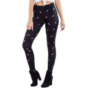 Tipsy Elves Women's Funny Thanksgiving Leggings - Black Turkey Day Patterned Bottoms - Holiday-Themed Tight Pants
