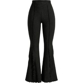 GORGLITTER المرأة الخس تريم بيل أسفل مضيئة بانت مرونة عالية الخصر واسعة الساق السراويل in Kuwait