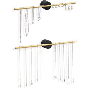 necklace hanger wall mount - hanging jewelry holder organizer, necklace holder wall mount, bracelet display, necklace and bracelet holder, jewelry display, towel bar holder. (2, Black)