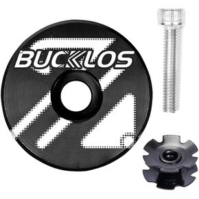 BUCKLOS Bicycle Headset Top Cap and Star Nut, Fits 1-1/8" Fork Stems, Carbon Fiber Top Cap with Aluminum Screw Shiny