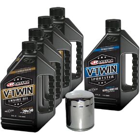 MaxHiflo VTTOCK20 Complete Engine Oil Change Kit for V-Twin Synthetic Blend Harley Davidson Sportster, 5 quart