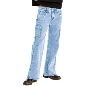 Kedera Women's Pearl Jeans High Waisted Jeans Boyfriend Baggy Straight Leg Casual Denim Pants Trousers Y2K