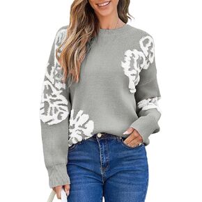 EVALESS Sweaters for Women Trendy Fashion 2024 Long Sleeve Crewneck Pullover Sweater