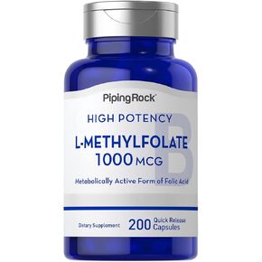 Piping Rock L Methylfolate 1000 mcg | 200 Capsules | Optimized and Activated | Non-GMO, Gluten Free