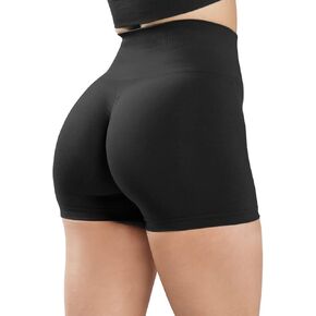 Workout Shorts for Women Tummy Control High Waisted Seamless Running Shorts Gym Fitness Yoga Home Athletic Shorts Black