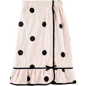 Bella Blissfully Cozy Ultra-Soft Plush Polyester One Size Fits Most Women's Spa Shower Wrap Bath Robe Towel with Ruffle, Blush Dot