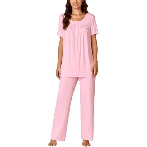 Vrtige Women's 2 Piece Pajamas Set Short Sleeve Top and Long Pants Sleepwear Loungewear Pjs Sets with Pockets