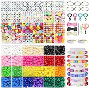 Redtwo 96 Colors Pony Beads for Bracelet Making Kit, Rainbow Kandi Beads Bulk Hair Beads Friendship Bracelet Kit, Craft Gifts Set for Girls