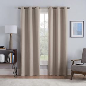 Eclipse Talisa Insulated Noise Reducing Blackout Grommet Window Curtains for Living Room (2 Panels), 37 in x 84 in, Linen