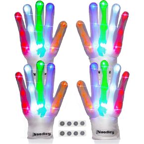 The Noodley 2 Pair Kids LED Light Up Gloves Gifts for Children Boys and Girls Glow Christmas Stuffer Boy Toys
