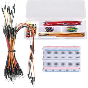 Electronics Component Kit，37 Values Total 480 Pcs Electronic Component Assortment Kit with Power Supply Module 830 tie-Points Breadboard Compatible with Arduino