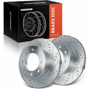 A-Premium 13.90 inch (353mm) Front Drilled and Slotted Disc Brake Rotors Compatible with Select Dodge Models - Ram 1500 2006-2008, Ram 2500/3500 2003-2008, 2-PC Set
