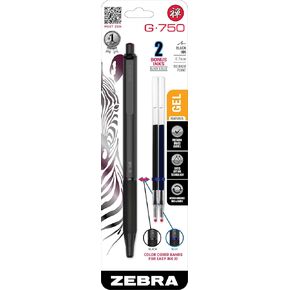 Zebra Pen G-750 Retractable Gel Pen, Black Brass Barrel, Medium Point, 0.7mm, Black Ink, 1-Pack