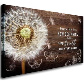 Every Day is a New Beginning Motivational Quote Canvas Wall Art Inspirational Positive Sayings Framed Wall Art Blowball Picture Canvas Prints Painting Artwork for Living Room Bedroom Home Wall Decor 20"x40"