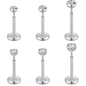 6Pcs Threadless Nose Stud 18G 20G Push in Nose Rings Studs Tragus Medusa Surgical Steel Piercing Jewelry for women