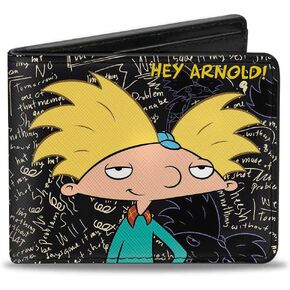 Buckle-Down mens Buckle-down Pu Bifold - Hey Arnold!/Arnold Pose/Chalkboard Scribbles Wallet