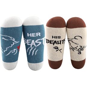 CMNIM His Beauty Her Beast Couples Socks Engagement Gifts for Couples Wedding Gifts for Newlyweds His and Hers Matching Socks