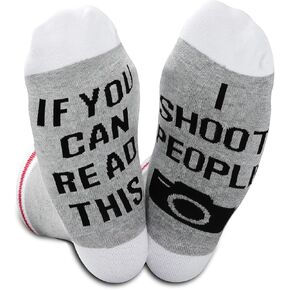 2PAIRS Funny Photographer Gift I Shoot People Camera Socks Photography Gift For Photographer Photography Lover