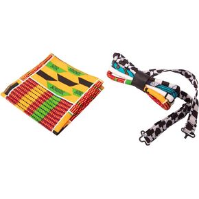 African Print Necktie for Men Pocket Square 2PC Set Kente Neck Ties