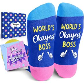 HAPPYPOP Boss Gifts Ideas Socks - Boss Gifts For Men Women, Cool Boss Gifts Male Female Worlds Best Boss Women Retirement Socks With Greeting Card