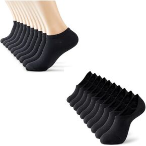 MONFOOT Women's and Men's 20 Pairs Ankle + No Show Socks Black Medium