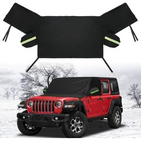SUNPIE Windshield Cover for Ice and Snow Compatible with 2018-2024 Wrangler JL Gladiator JT Frost Guard Windshield Snow Cover Windshield Ice Protector Cover with Side Mirror Cover Waterproof