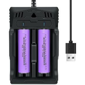 3.7 Volt 18650 Rechargeable Battery with Charger, 3000mAh Battery Flat Top Lithium Battery for LED Flashlights, Headlamp