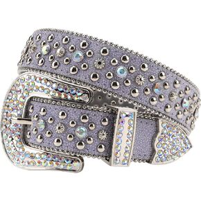 Rhinestones Belt for Men Women Luxury Western Leather Belts Diamond Sparkle Cowgirl Cowboy Studded Belts for Jeans
