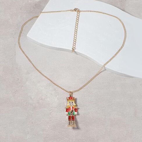 Christmas Nutcracker Pendant Necklace for Women Cute Nutcracker Soldier Beaded Crystal Holiday Jewelry Long Necklace Christmas Gift in Saudi Arabia