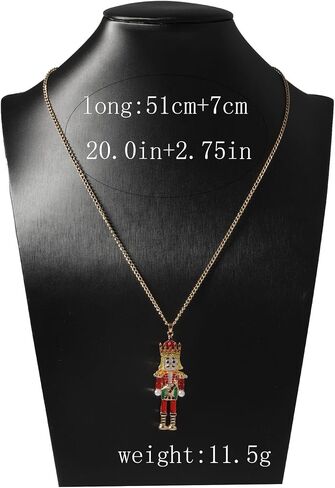 Christmas Nutcracker Pendant Necklace for Women Cute Nutcracker Soldier Beaded Crystal Holiday Jewelry Long Necklace Christmas Gift in Saudi Arabia