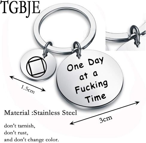TGBJE One Day At a Time Keychain Sobriety Gift Addiction Recovery Gift AA Gift NA Recovery Sobriety Gift in Kuwait