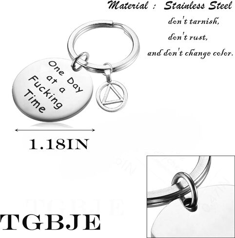 TGBJE One Day At a Time Keychain Sobriety Gift Addiction Recovery Gift AA Gift NA Recovery Sobriety Gift in Kuwait