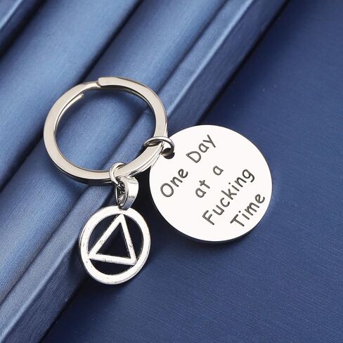 TGBJE One Day At a Time Keychain Sobriety Gift Addiction Recovery Gift AA Gift NA Recovery Sobriety Gift in Kuwait