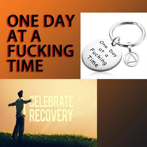TGBJE One Day At a Time Keychain Sobriety Gift Addiction Recovery Gift AA Gift NA Recovery Sobriety Gift in Kuwait