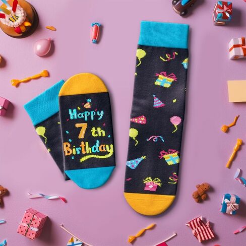 HAPPYPOP 3rd Birthday Gifts Socks Ideas - Three Year Old Gifts for Kids in Birthday Gift Box, Presents for 3 Year Olds with Greeting Card, Toddler Boy Girl Socks 3t in Saudi Arabia