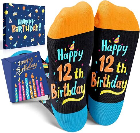 HAPPYPOP 3rd Birthday Gifts Socks Ideas - Three Year Old Gifts for Kids in Birthday Gift Box, Presents for 3 Year Olds with Greeting Card, Toddler Boy Girl Socks 3t in Saudi Arabia