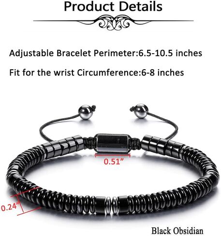 Top Plaza Mens Tiger Eye Stone Bracelet Natural Healing Crystal Beaded Bracelet Adjustable Handmade Braided Rope Gemstone Bracelets for Men Christmas Gifts in Saudi Arabia